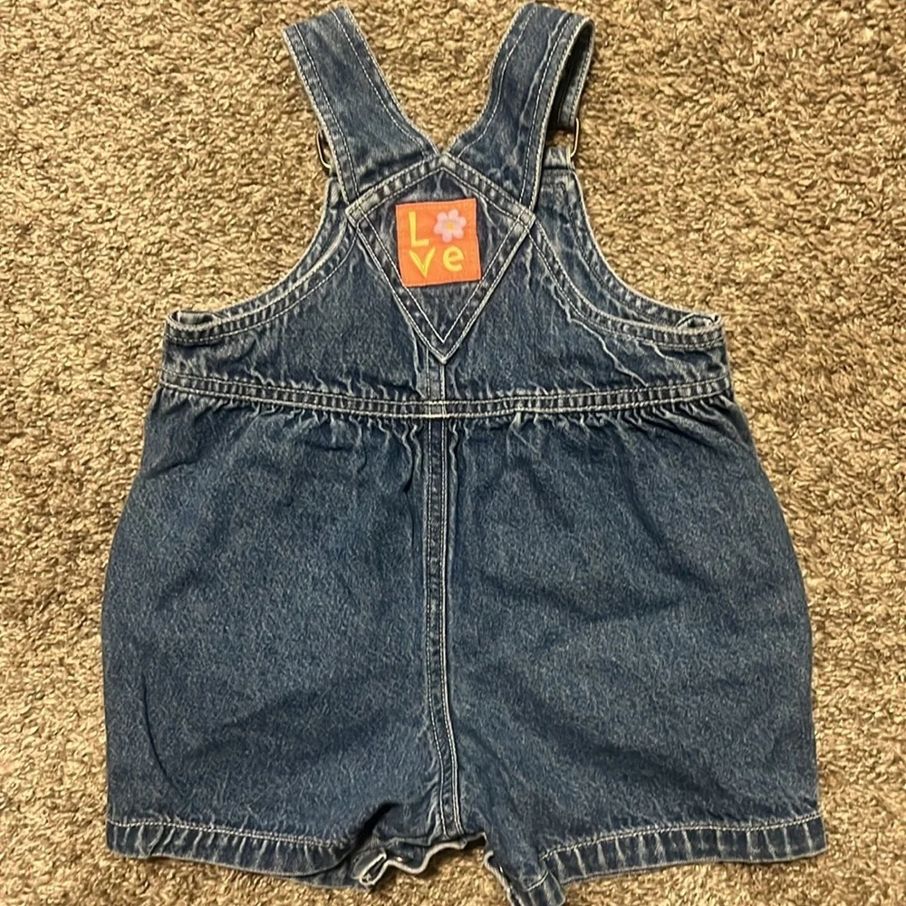 Vintage Carter's Blue Denim Overalls‎ with Flower Embroidery 9-12M